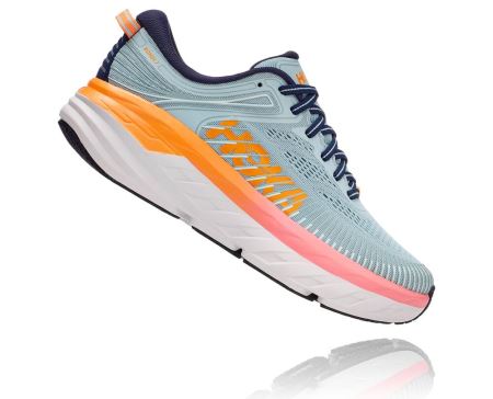 Hoka One One Bondi 7 - Tenis Corrida Estrada Mulher Azuis / Pretas | PT-2l5ULpi